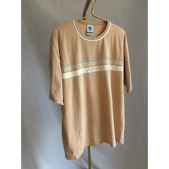 Olympics Athens 2004 Vintage Tshirt. Tan & white. Men's size XXL.  EUC - Picture 1 of 8